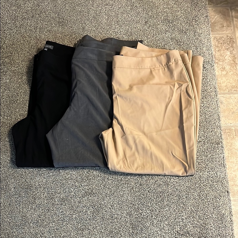 Black, Gray, and Tan Pants Set